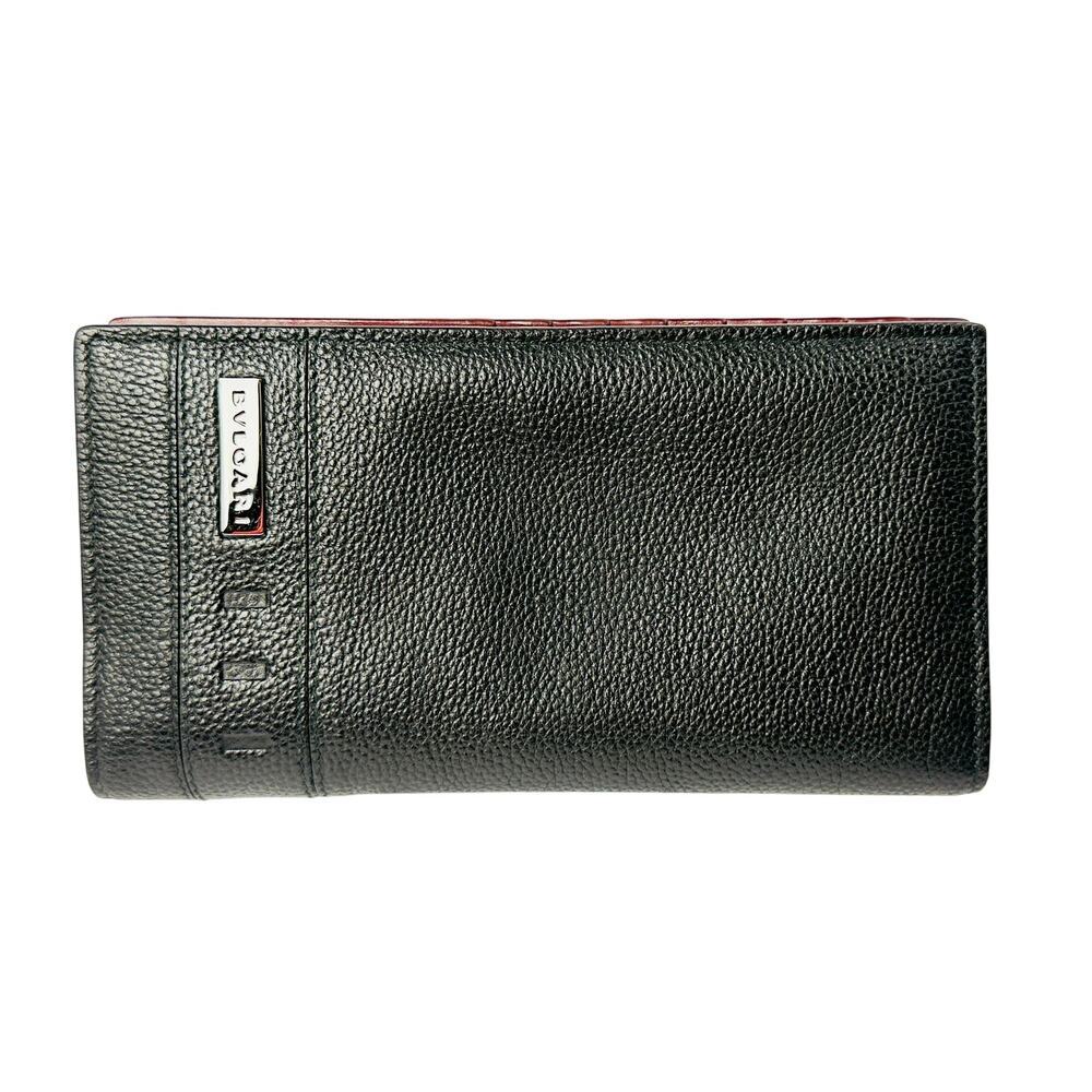 Bvlgari Black‎ Pebbled Calfskin Long Bifold Wallet Quiet Luxury